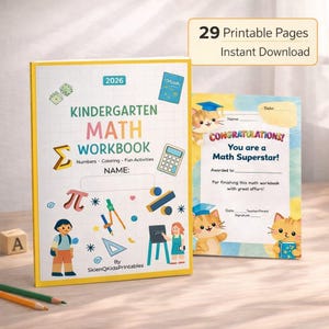 Kindergarten Math Workbook Printable | Number Tracing Worksheet | Preschool Math Activities | Counting Practice for Kids | Homeschool PDF image 1