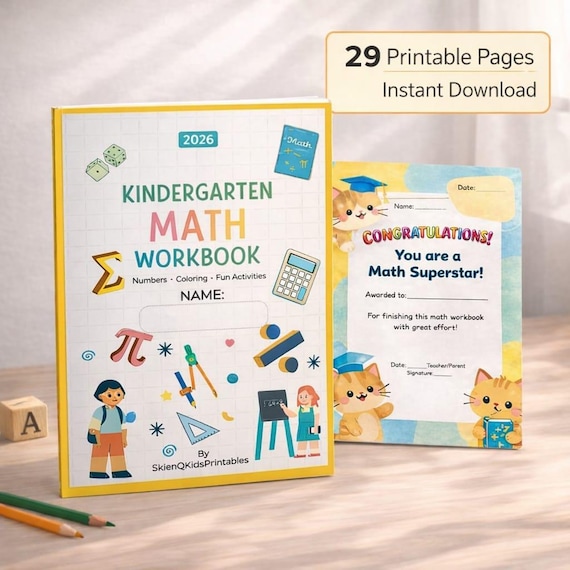 Kindergarten Math Workbook Printable | Number Tracing Worksheet | Preschool Math Activities | Counting Practice for Kids | Homeschool PDF
