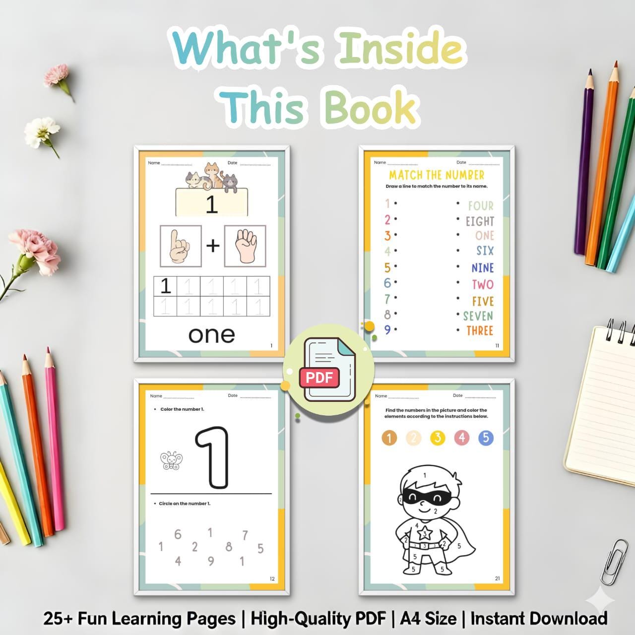 Kindergarten Math Workbook Printable | Number Tracing Worksheet ...