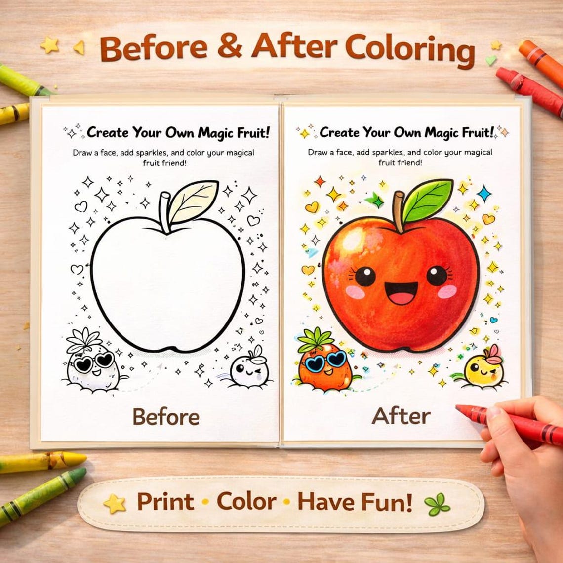 Preschool Fruit Coloring Pages Printable PDF for Ages 3-5 | Toddler ...