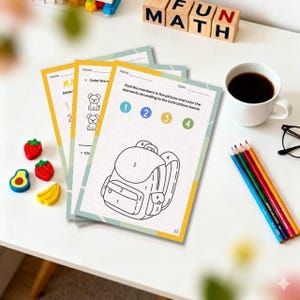 Kindergarten Math Workbook Printable | Number Tracing Worksheet | Preschool Math Activities | Counting Practice for Kids | Homeschool PDF image 2