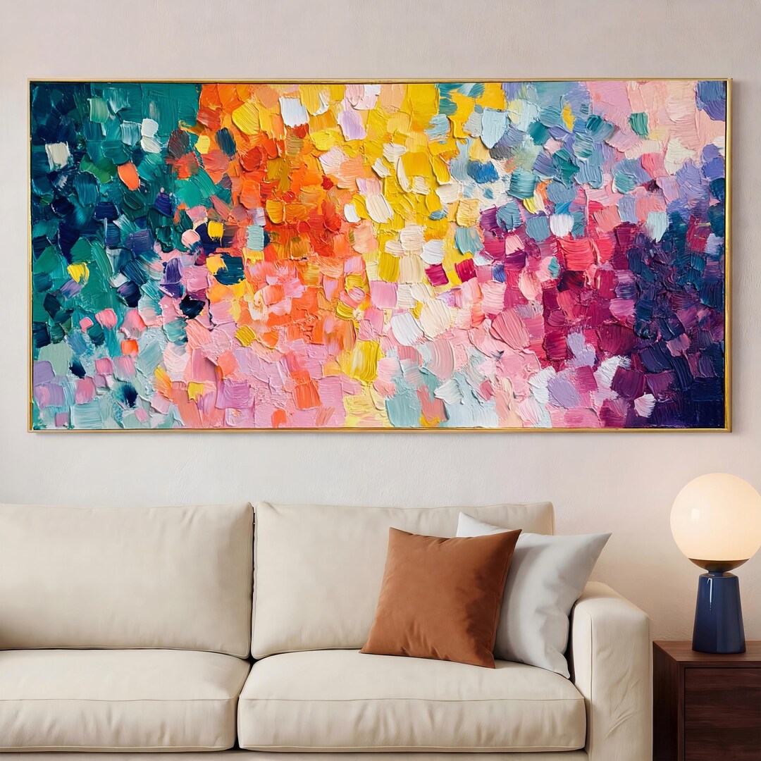 Large Textured Abstract Oil Painting, Original Impasto Canvas Wall Art ...