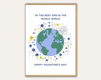 Best Son in the Whole World Card, Valentine’s Card from Parent, Cute Love Card