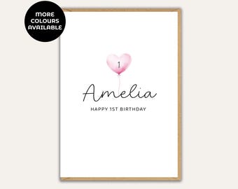 Personalised Age and Name Birthday Card, Baby Birthday Card with Name, First Birthday Card