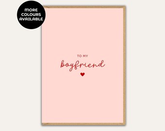 To My Boyfriend Card, Love Card for Him, Romantic Anniversary or Valentine’s Day