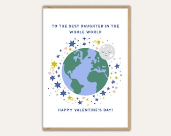 Best Daughter in the Whole World Card, Valentine’s Card from Parent, Cute Love Card