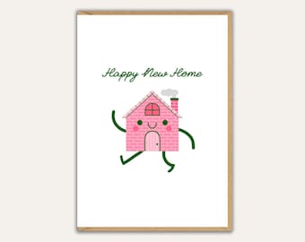Happy New Home Card, Illustrated Housewarming Card for New House