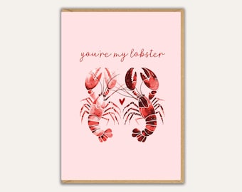 You’re My Lobster Card, Cute Love Card, Funny Romantic Card for Partner
