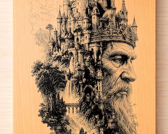 Der König SVG PNG, mittelalterliche Burg Gravur, Fantasy Kingdom Art