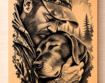För alltid min jaktpartner SVG PNG, jägare och labrador lasergravyr, jakthund väggkonst