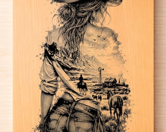 Cowgirl SVG PNG, Girl vom Land Lasergravur, Western Decor Art