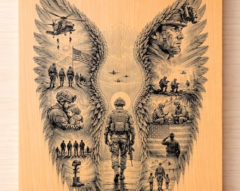 Schutzengel-Soldat SVG PNG, Militärgedenkstätte Lasergravur, veteran Tribute Art