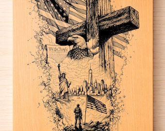 One Nation Under God SVG PNG, Patriotic Christian Art, USA Memorial Laser Engraving