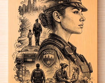 Police Officer Tribute SVG PNG – Female Cop Laser Engraving Design, Law Enforcement USA Art, First Responder Gift