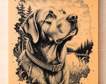 Labrador Retriever SVG PNG, Trogen följeslagare Lasergravyr, Jakthund Väggkonst