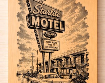 Retro Motel SVG PNG, American Road Trip Laser Engraving, Vintage Roadside Motel