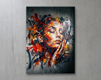 Shattered Soul - Abstrakt expressionistiskt porträtt Digitalt konsttryck