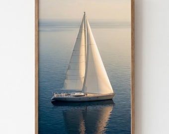 Väggkonst med segelbåt och havsseren