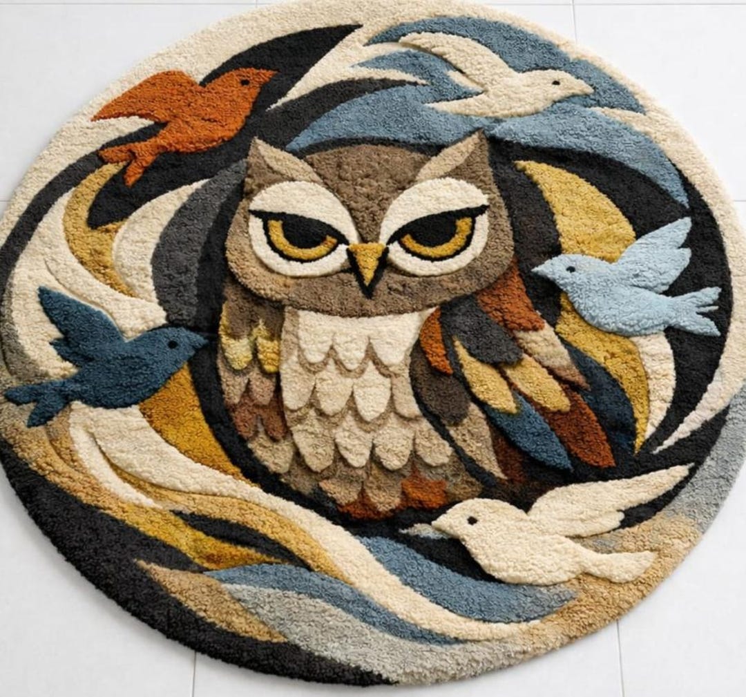 Handmade Owl Rug, Tufted Bird Carpet, Boho Nursery Decor - Etsy