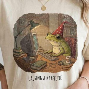 Keyboard Warrior Frog Shirt, Off To Cause A Kerfuffle Tee, Comfort Colors 1717, Funny Frog Meme Graphic Tee