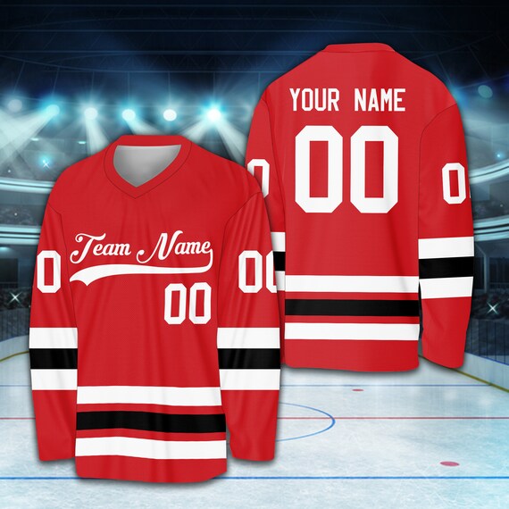 Nom personnalise Numero Logo Maillot de hockey sur glace Chemise de hockey personnalisee Maillot de l equipe de hockey Tenue de match pour fan de hockey Famille amateur de hockey Etsy France