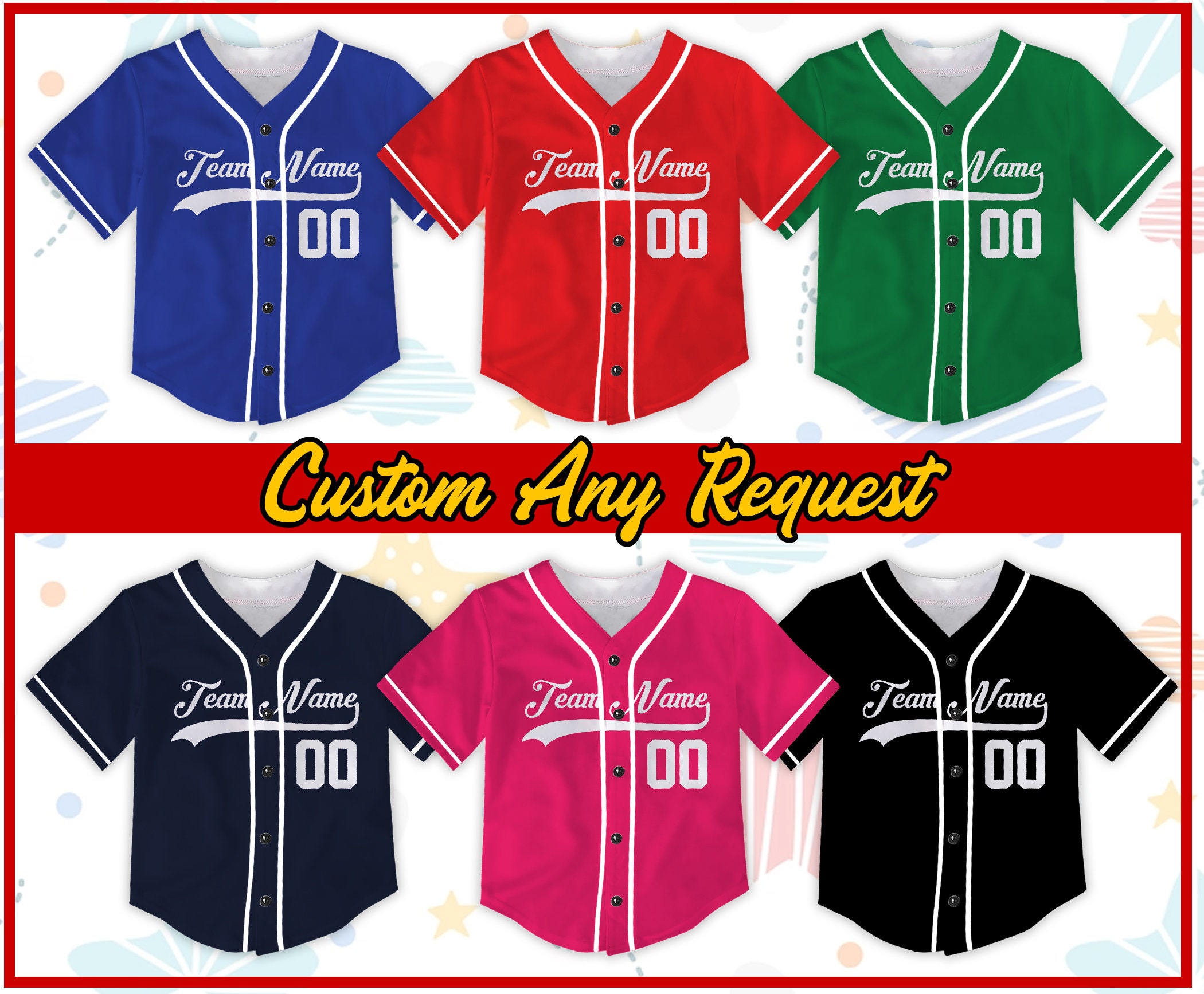 Custom Kids & Youth Baseball Jersey With Pipingpersonalized Etsy