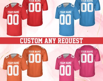 Personalisierte Farbe US Football Jersey, benutzerdefinierte Name Football Team Jersey, American Football Spieltag Outfit für Fußballfans, Sportliebhaber