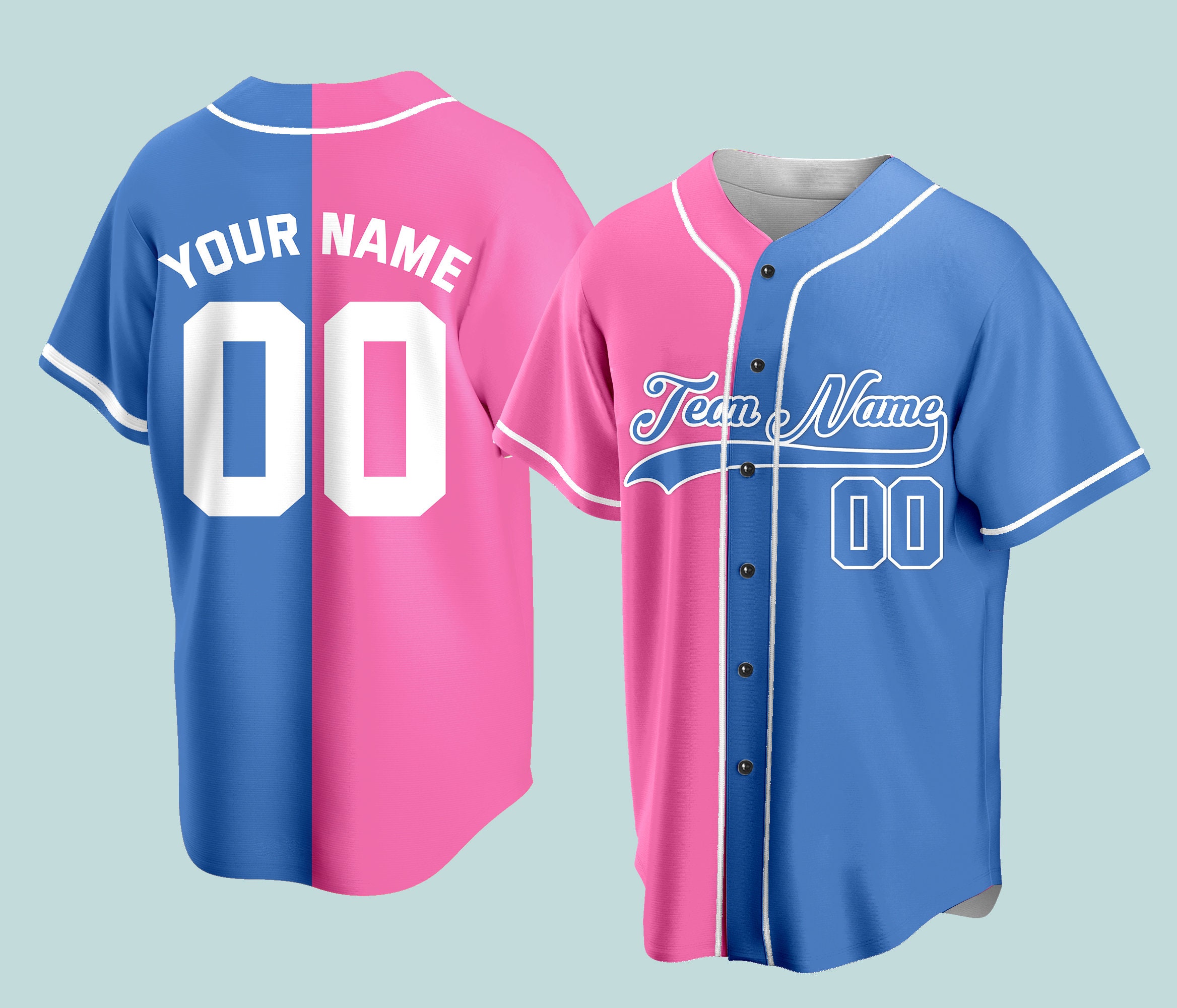 Custom 2 Colors Jersey Personalization Split Baseball Jersey Etsy