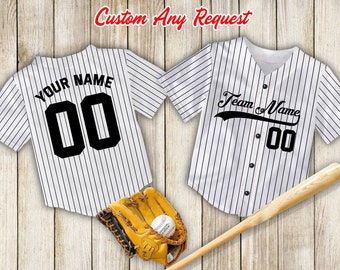 Aangepaste volwassen, kinderen en jongeren krijtstreep honkbal Jersey College sportteam, gepersonaliseerde honkbal speldag outfit voor Amerikaanse honkballiefhebbers