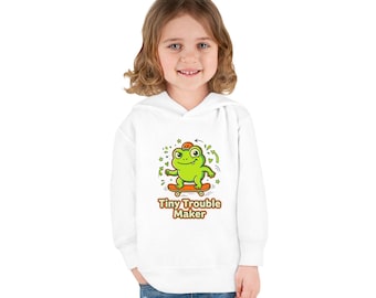 Tiny Trouble Maker frog skateboard Hoodie | Toddler pullover