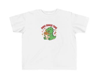 Dino Snack Time Toddler Tee | Cute T-Rex Eating Snack, Kids Dinosaur Shirt