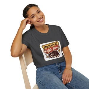 Mentally At Waffle House T-Shirt | Sleeping Raccoon, Retro Diner Graphic image 7