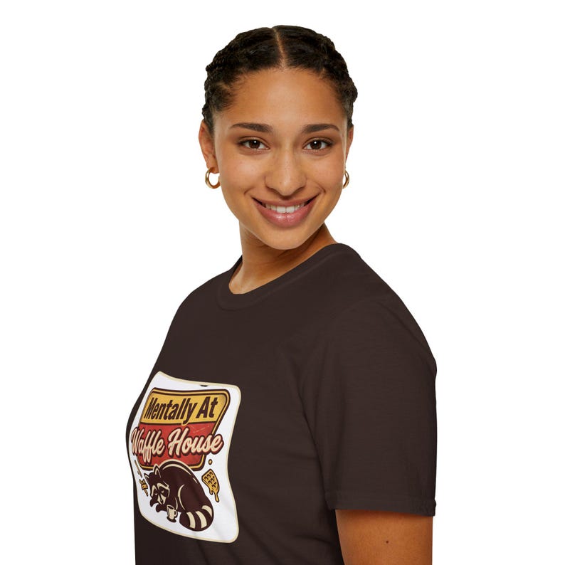 Mentally At Waffle House T-Shirt | Sleeping Raccoon, Retro Diner Graphic image 4