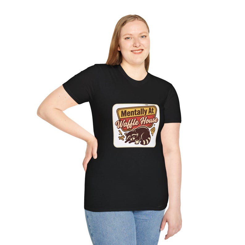 Mentally At Waffle House T-Shirt | Sleeping Raccoon, Retro Diner Graphic image 2