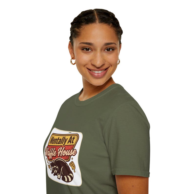 Mentally At Waffle House T-Shirt | Sleeping Raccoon, Retro Diner Graphic image 6