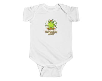 Tiny Trouble Maker Infant Bodysuit | Cute Frog Illustration