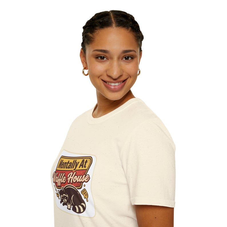 Mentally At Waffle House T-Shirt | Sleeping Raccoon, Retro Diner Graphic image 5