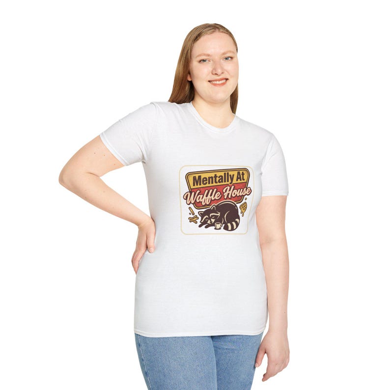 Mentally At Waffle House T-Shirt | Sleeping Raccoon, Retro Diner Graphic image 1