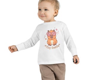 Cute Puppy with Heart Sunglasses Toddler Long Sleeve Tee | Tiny Bestie