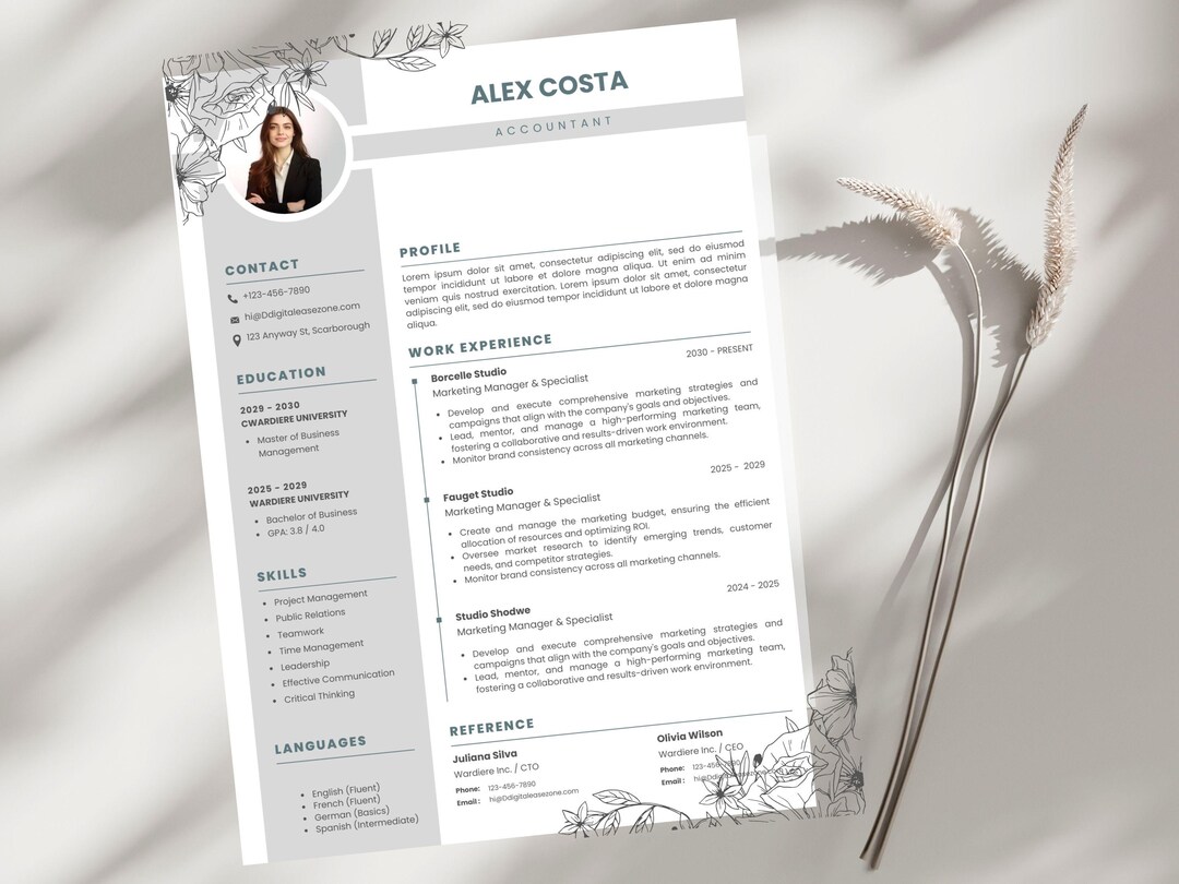 Editable Resume Template Canva | ATS Friendly Minimal CV (digital ...