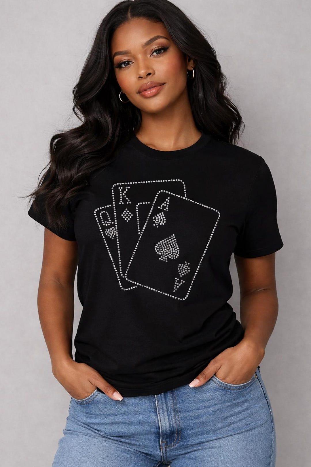 Playing Cards Rhinestone Design SVG, King Queen Ace Bling Template, DIY ...