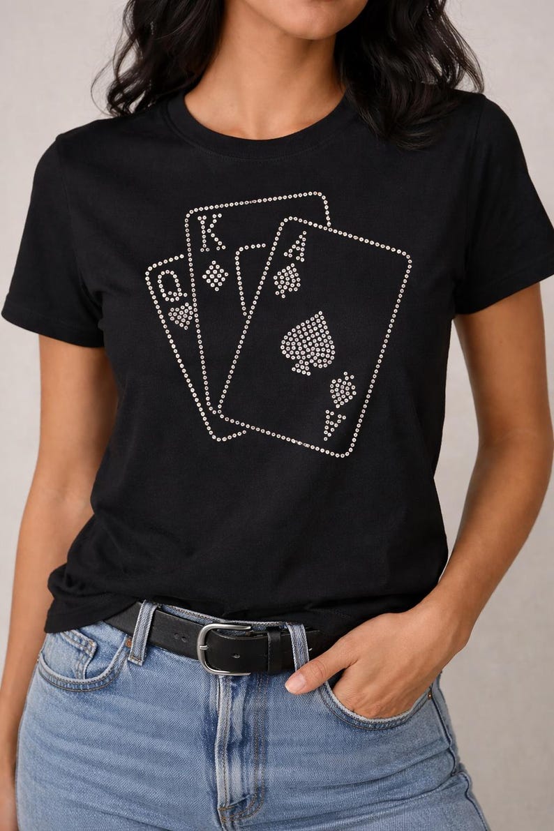 Playing Cards Rhinestone Design SVG, King Queen Ace Bling Template, DIY ...