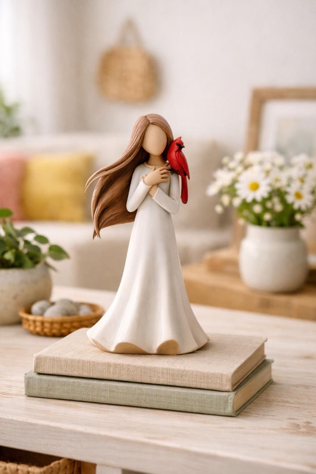 Handmade Resin Angel Figurine, Cardinal Bird, Romantic Home Decor - Etsy