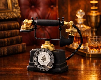 Handgemachtes Vintage Telefon mit Wählscheibe, Retro Home Decor