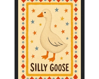 Cuadro decorativo de Silly Goose – Lámina con cita divertida enmarcada – Póster con tipografía original – Decoración ecléctica y moderna para habitaciones – Arte peculiar para guarderías y cocinas