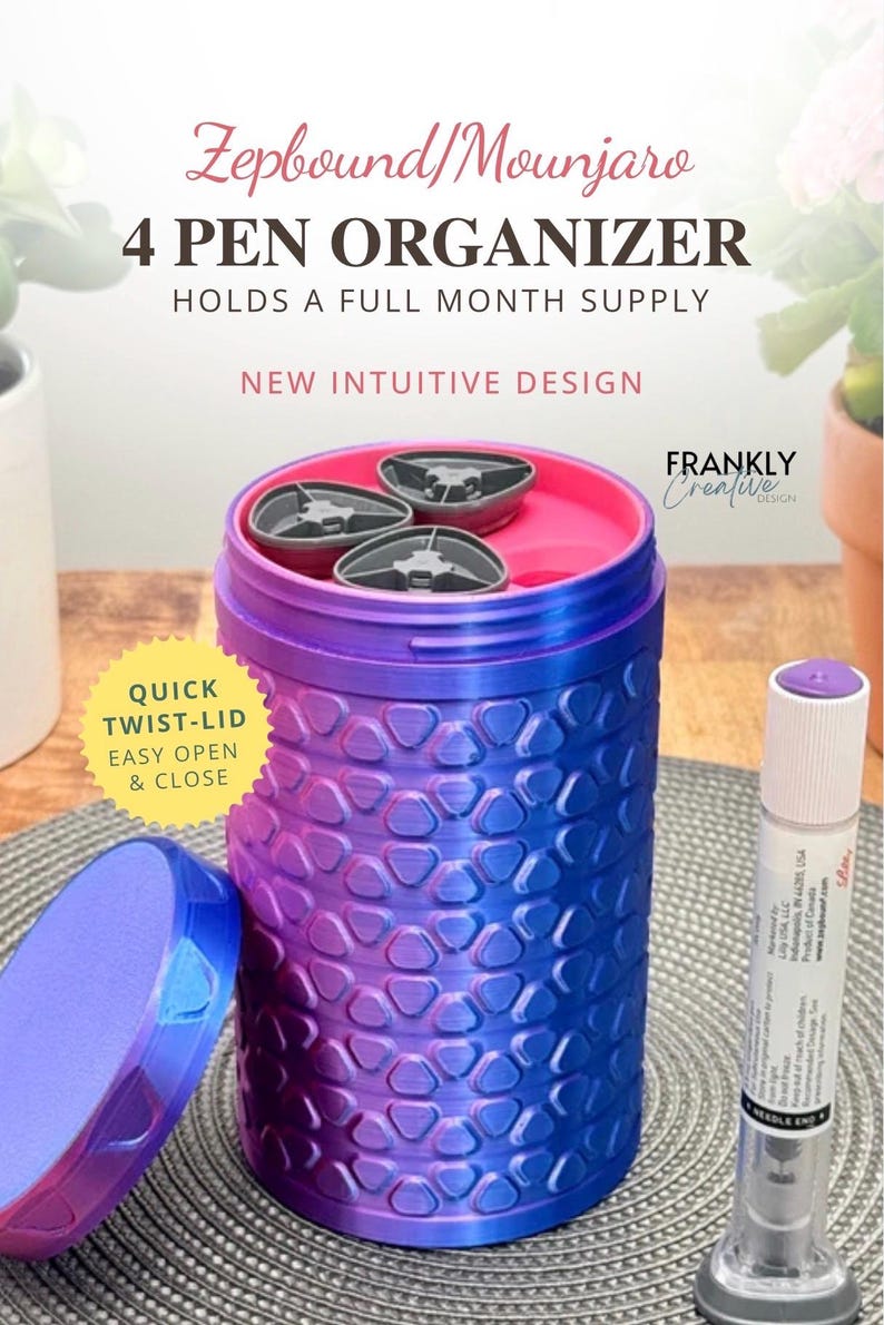 Estuche Zepbound para 4 bolígrafos / Organizador de medicamentos con péptidos GLP-1 / Compatible con Mounjaro y Trulicity imagen 1