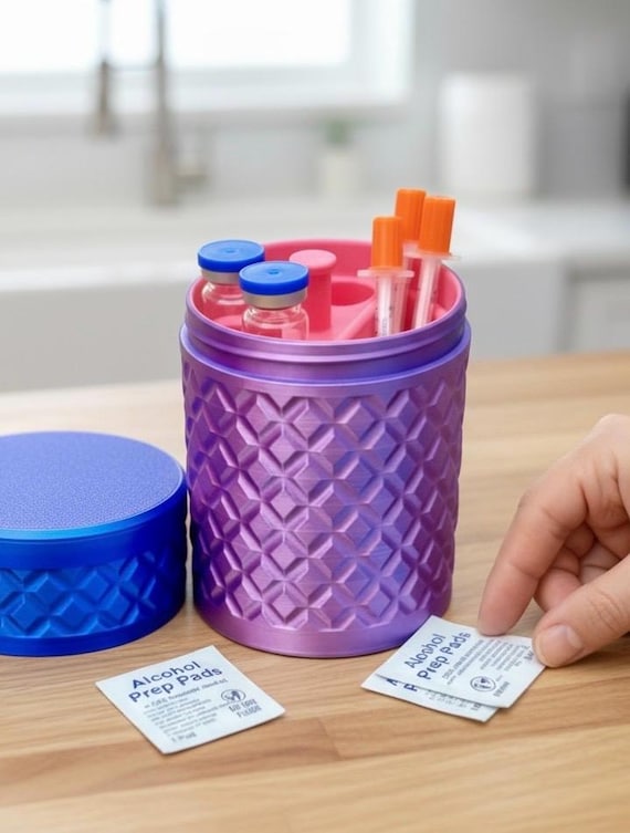 Peptide Vial Storage Case with Syringe Holder | 9-Slot (3mL-10mL) Fridge Organizer for GLP1, Insulin & TRT