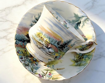 Vintage Royal Albert Doverdale Teacup Saucer Country Scenes Series