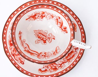 Vintage Coalport Teacup and Saucer Orange Floral Pattern Crown Mark England