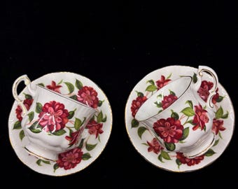Vintage Paragon Camellia Series Pair of Teacup and Saucer Set